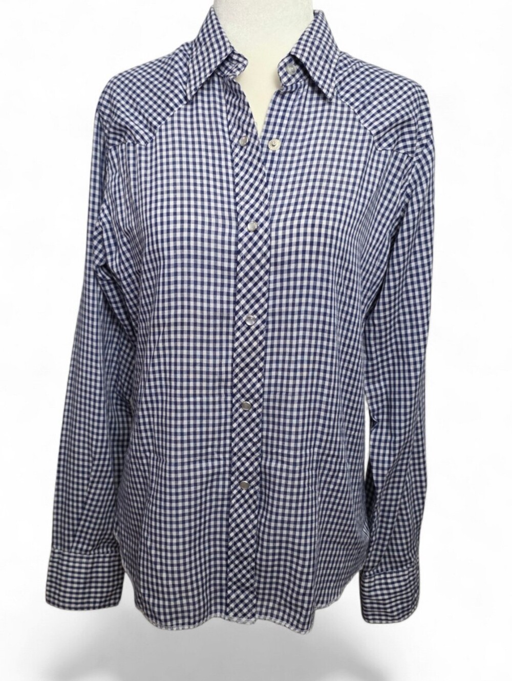Wrangler Navy and White Gingham Button-Down Shirt